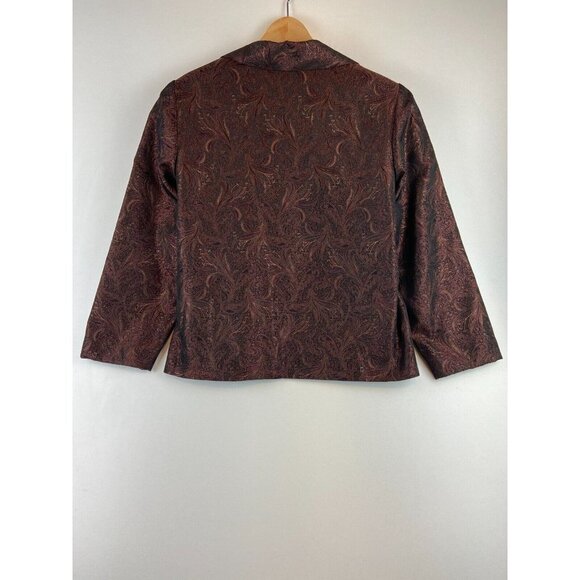 D'Allaird Women's Vintage Paisley Printed Metallic Sparkling Blazer Size… - Picture 2 of 9